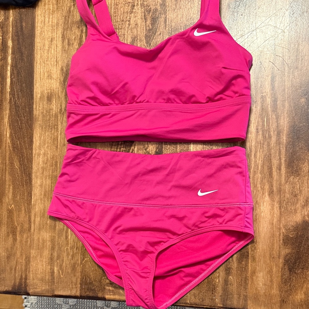 Nike Women's Hot Pink High-Waist Athletic Bikini Set